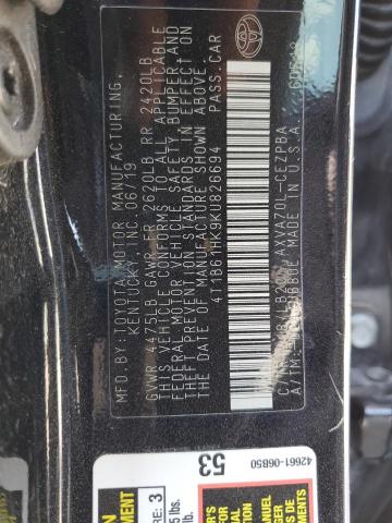 VIN 4T1B61HK9KU826694 2019 Toyota Camry, Xse no.12