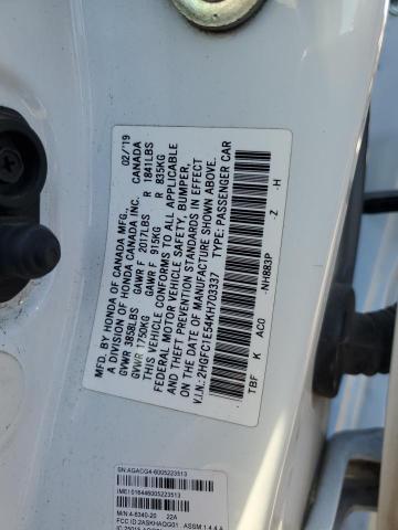 2HGFC1E54KH703337 2019 HONDA CIVIC