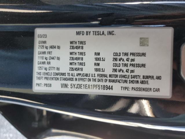 VIN 5YJ3E1EA1PF518944 2023 Tesla MODEL 3 no.12