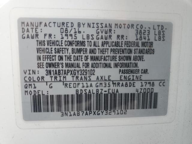 VIN 3N1AB7APXGY329102 2016 Nissan Sentra, S no.12