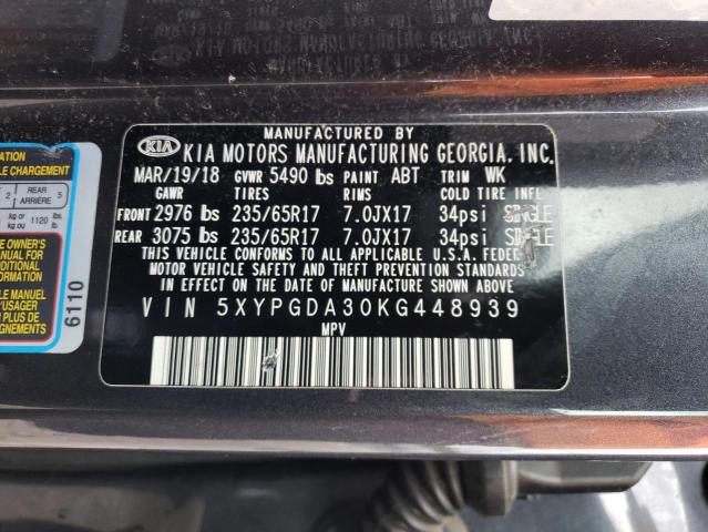 2019 KIA SORENTO 5XYPGDA30KG448939