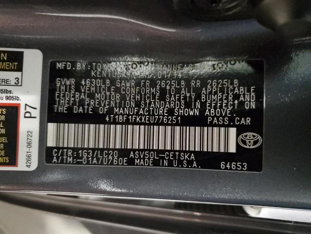 VIN 4T1BF1FKXEU776251 2014 Toyota Camry, L no.12