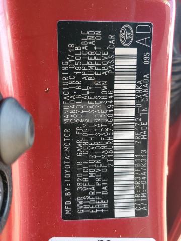 2018 TOYOTA COROLLA L - 2T1BURHE7JC049446