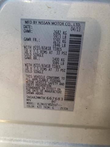 VIN 5N1AR2MM7DC667683 2013 NISSAN PATHFINDER no.13