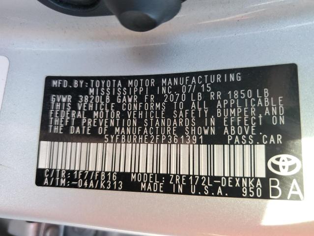 2015 TOYOTA COROLLA L - 5YFBURHE2FP361391