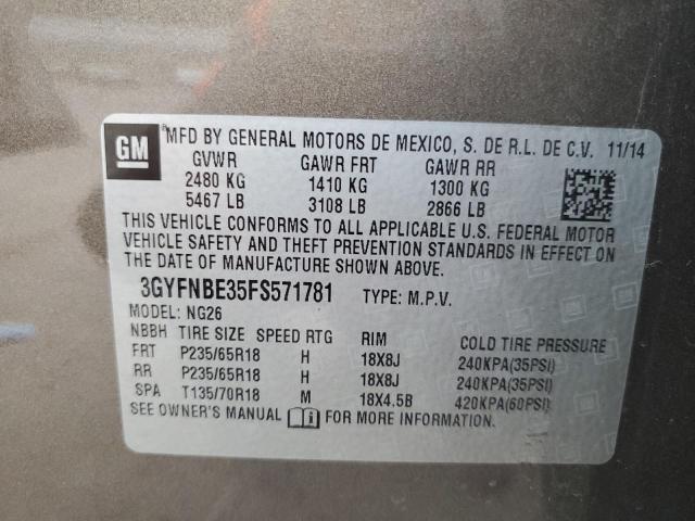 2015 CADILLAC SRX LUXURY - 3GYFNBE35FS571781