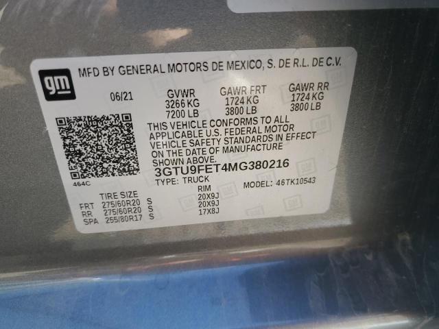 2021 GMC SIERRA K15 - 3GTU9FET4MG380216
