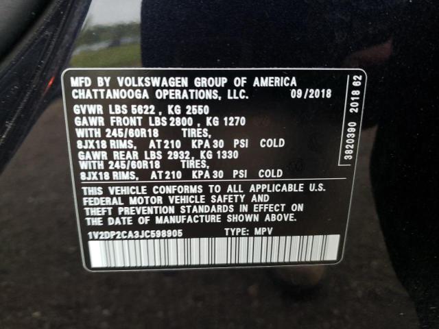 2018 VOLKSWAGEN ATLAS SE 1V2DP2CA3JC598905  71999794