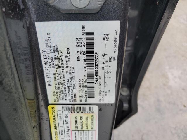 VIN 3FA6P0HDXKR223359 2019 Ford Fusion, SE no.12