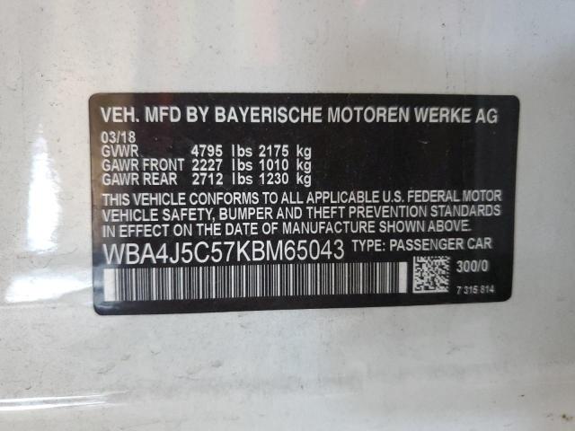 VIN WBA4J5C57KBM65043 2019 BMW 4 Series, 440I Gran ... no.12