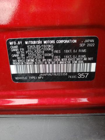 2022 MITSUBISHI OUTLANDER - JA4APVAU1NU023358