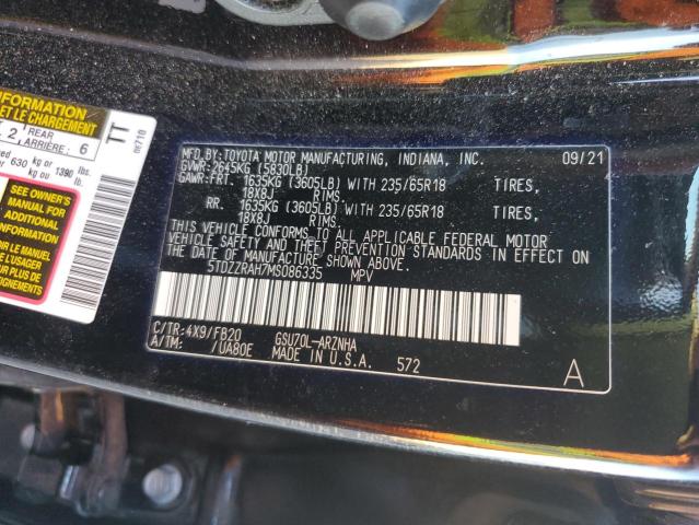 VIN 5TDZZRAH7MS086335 2021 Toyota Highlander, L no.12