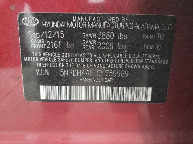 2016 HYUNDAI ELANTRA SE - 5NPDH4AE1GH759989