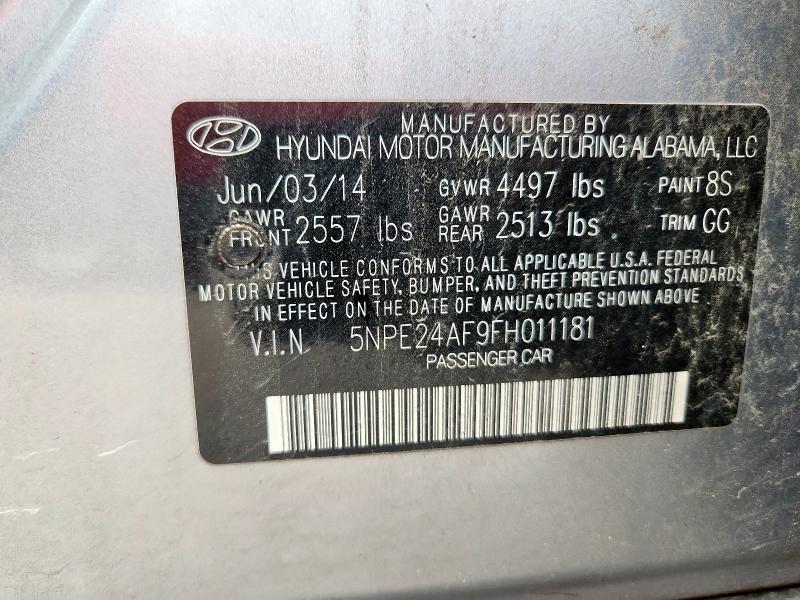 2015 HYUNDAI SONATA 5NPE24AF9FH011181