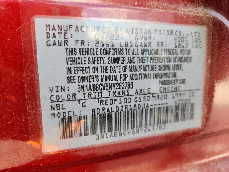 2022 NISSAN SENTRA SV - 3N1AB8CV5NY263783