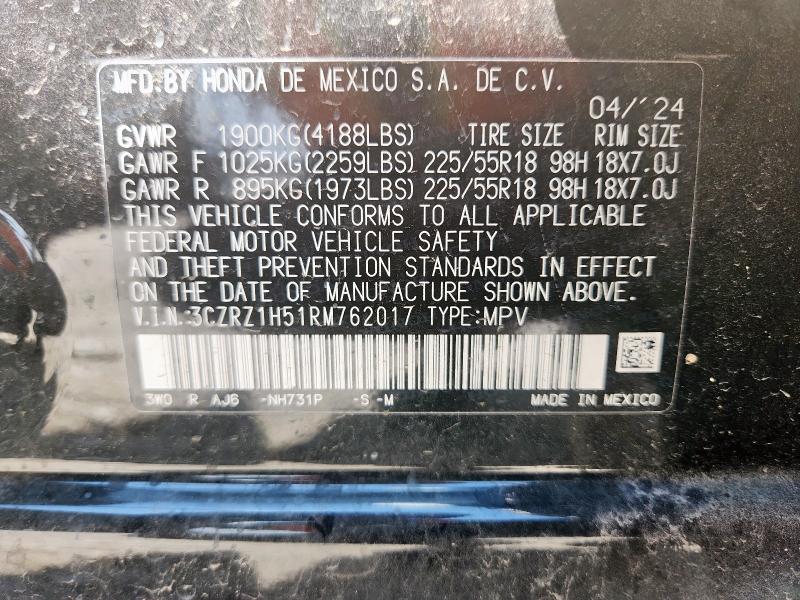 2024 HONDA HR-V SPORT 3CZRZ1H51RM762017