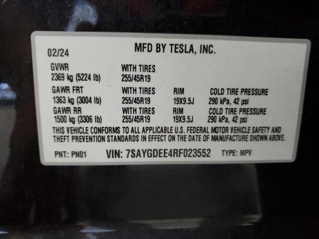 2024 TESLA MODEL Y 7SAYGDEE4RF023552
