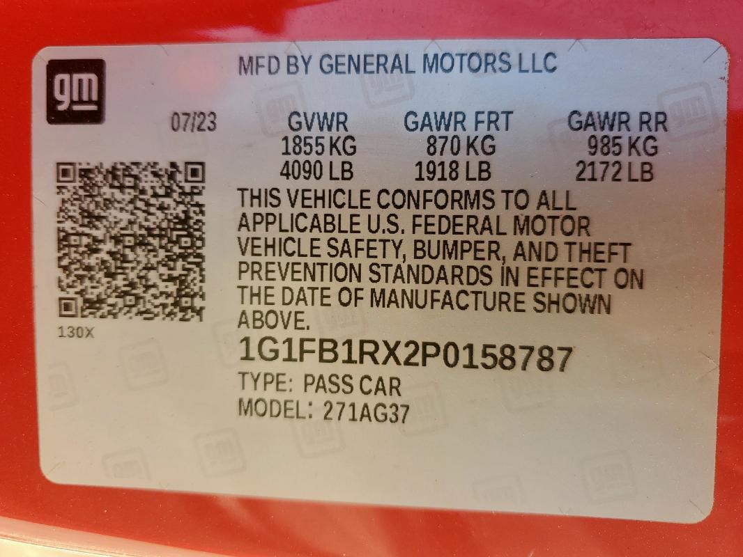 2023 CHEVROLET CAMARO LS 1G1FB1RX2P0158787