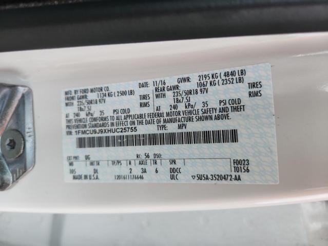 2017 FORD ESCAPE TIT - 1FMCU9J9XHUC25755