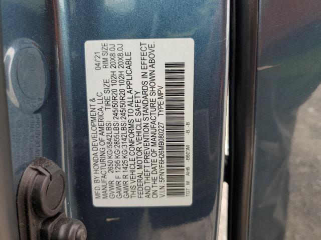 2021 HONDA PILOT SE 5FNYF6H26MB080227