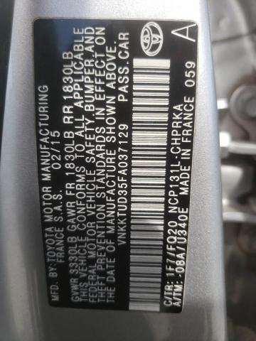 2015 TOYOTA YARIS VNKKTUD35FA037129