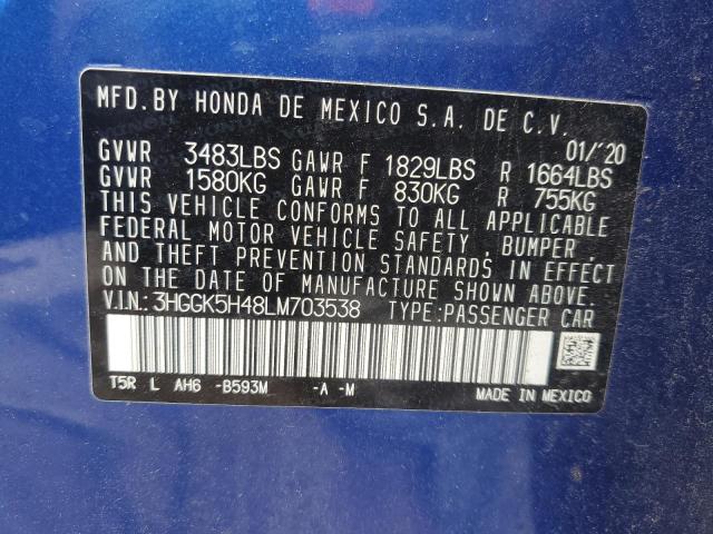 2020 HONDA FIT LX 3HGGK5H48LM703538