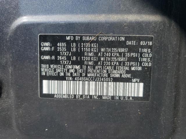 2018 SUBARU OUTBACK 2. 4S4BSACC7J3345052