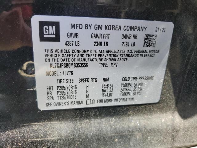 2021 CHEVROLET TRAX 1LT KL7CJPSB0MB353556