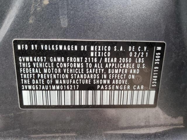2021 VOLKSWAGEN GOLF 3VWG57AU1MM016217