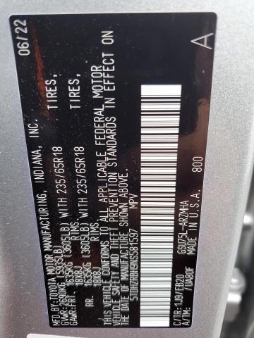 2022 TOYOTA HIGHLANDER 5TDHZRBH9NS581597