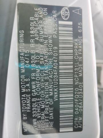 2015 TOYOTA YARIS VNKKTUD34FA047019