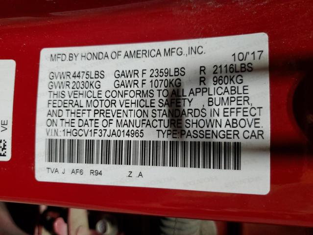 2018 HONDA ACCORD SPORT 1HGCV1F37JA014965