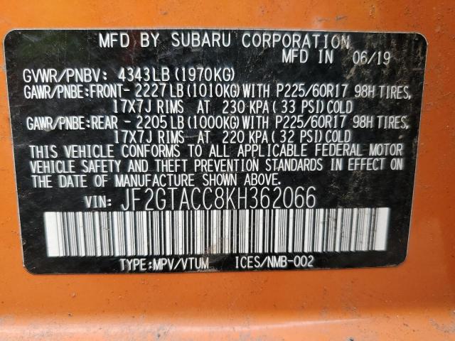 2019 SUBARU CROSSTREK PREMIUM JF2GTACC8KH362066