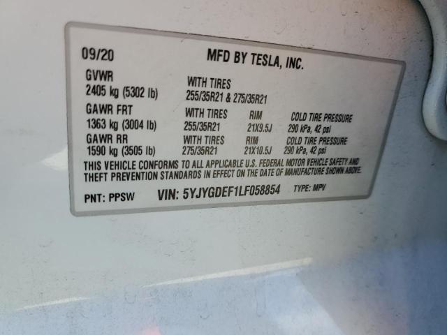 2020 TESLA MODEL Y - 5YJYGDEF1LF058854