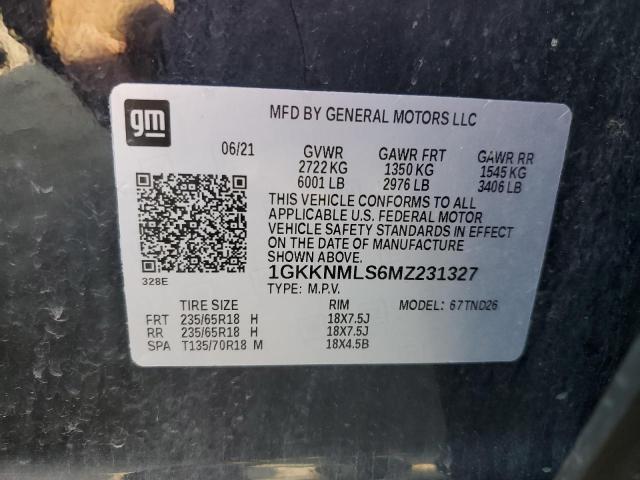 2021 GMC ACADIA SLT 1GKKNMLS6MZ231327