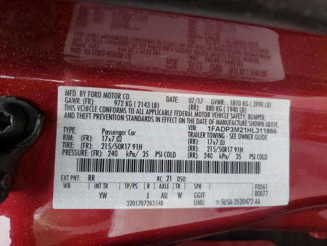2017 FORD FOCUS SEL 1FADP3M21HL311866
