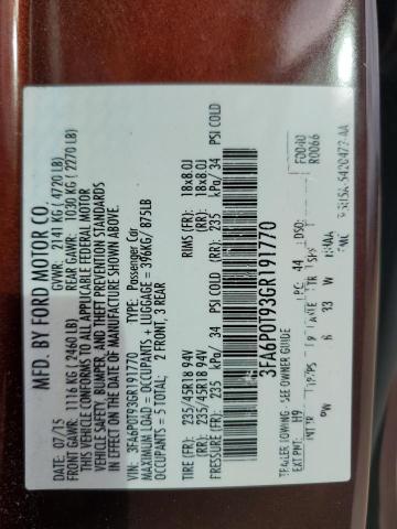 2016 FORD FUSION SE 3FA6P0T93GR191770