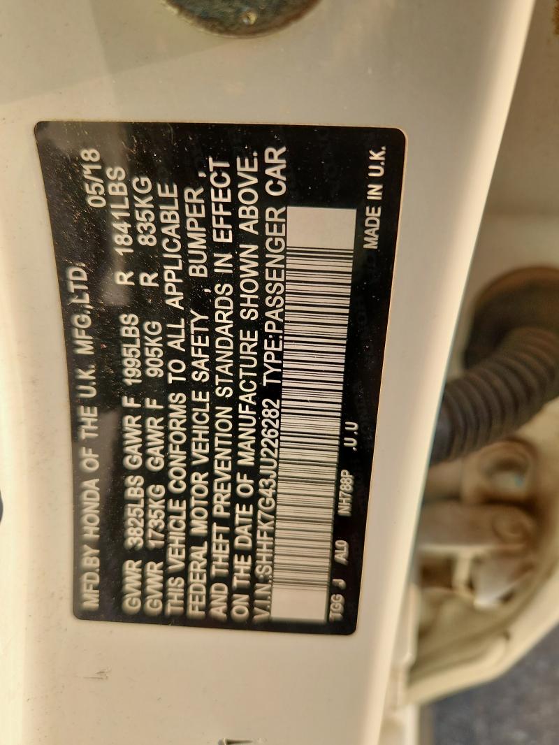 2018 HONDA CIVIC SPOR SHHFK7G43JU226282