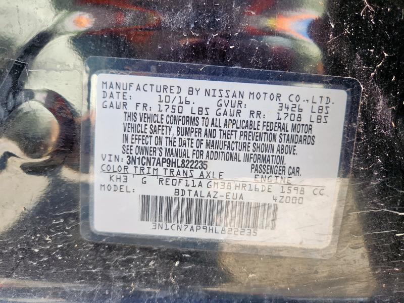 2017 NISSAN VERSA S 3N1CN7AP9HL822235