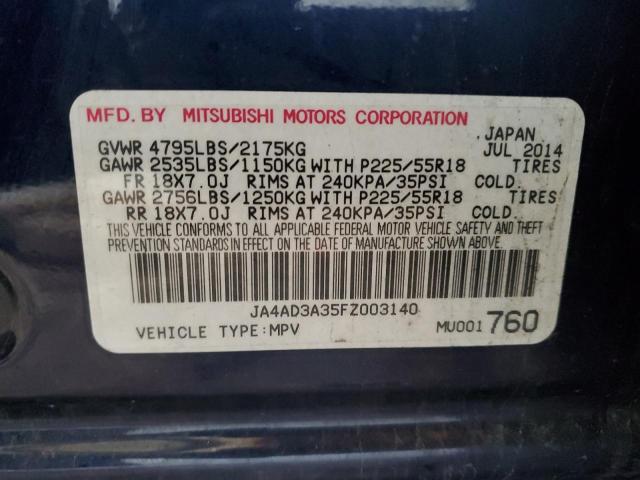 2015 MITSUBISHI OUTLANDER JA4AD3A35FZ003140