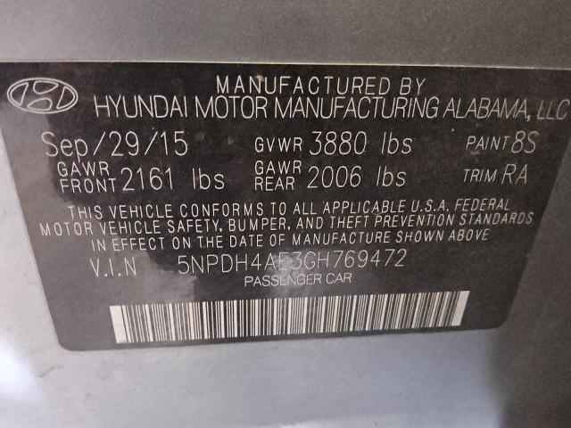 2016 HYUNDAI ELANTRA SE 5NPDH4AE3GH769472