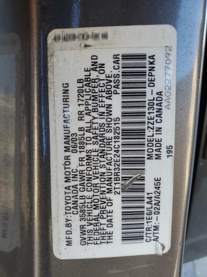 Lot #3302798991 2004 TOYOTA COROLLA CE