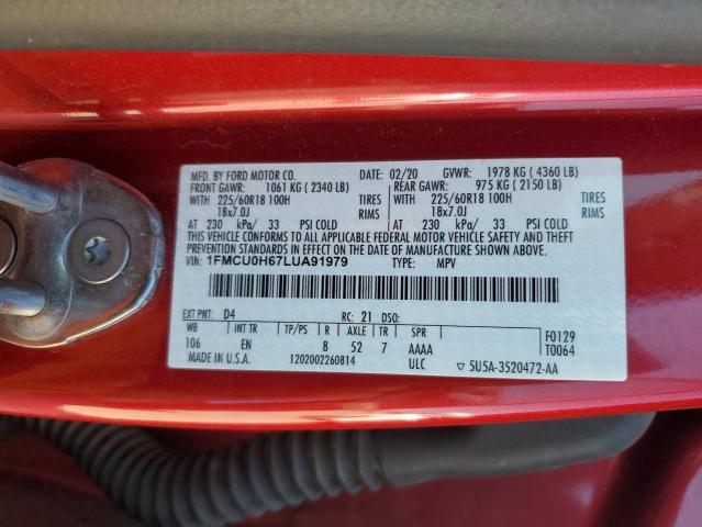 2020 FORD ESCAPE SEL 1FMCU0H67LUA91979