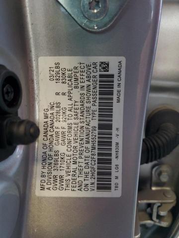 2021 HONDA CIVIC SPORT 2HGFC2F87MH552799