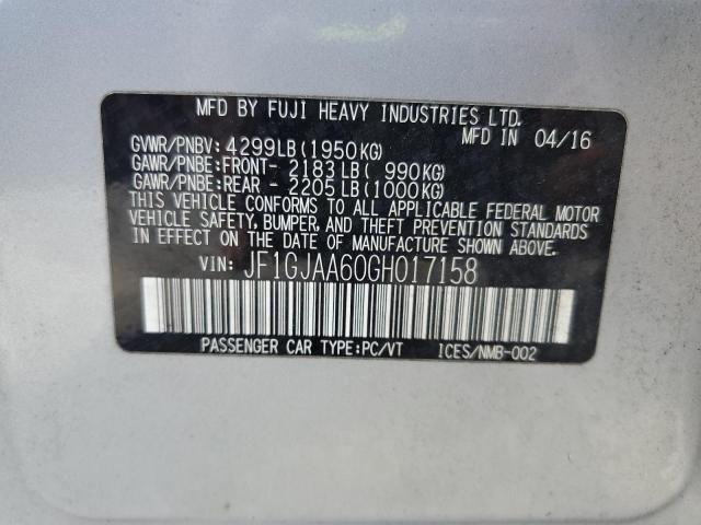 2016 SUBARU IMPREZA - JF1GJAA60GH017158