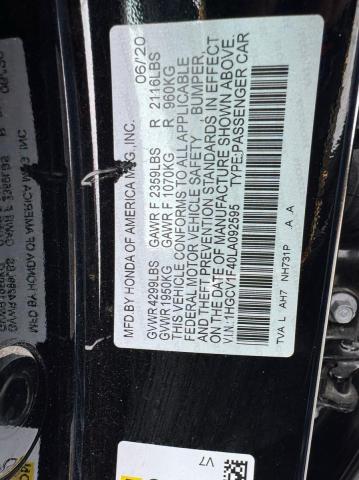 2020 HONDA ACCORD EX 1HGCV1F40LA092595