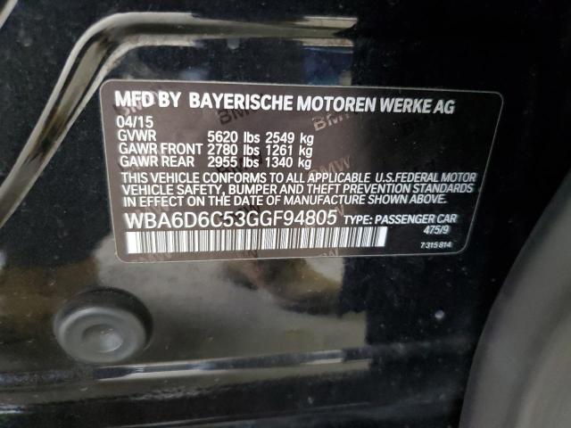 2016 BMW 650 XI GRA WBA6D6C53GGF94805