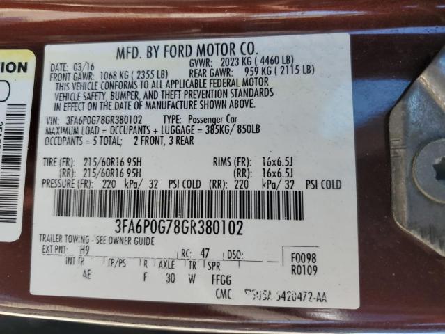 2016 FORD FUSION S 3FA6P0G78GR380102