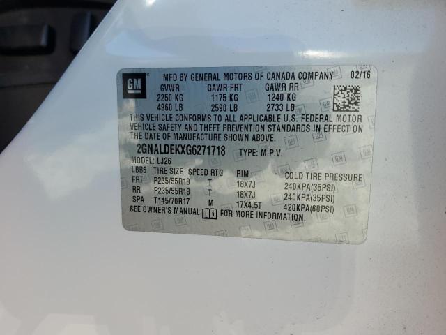 2016 CHEVROLET EQUINOX LT 2GNALDEKXG6271718