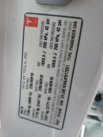 2018 TESLA MODEL 3 5YJ3E1EA8JF017251